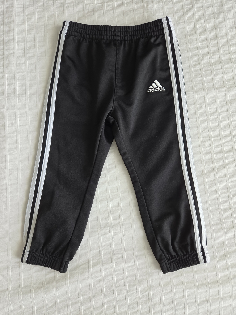 Adidas Toddler Boys Track Pants Black White Stripes Size 18M Athletic Joggers - Picture 2 of 6